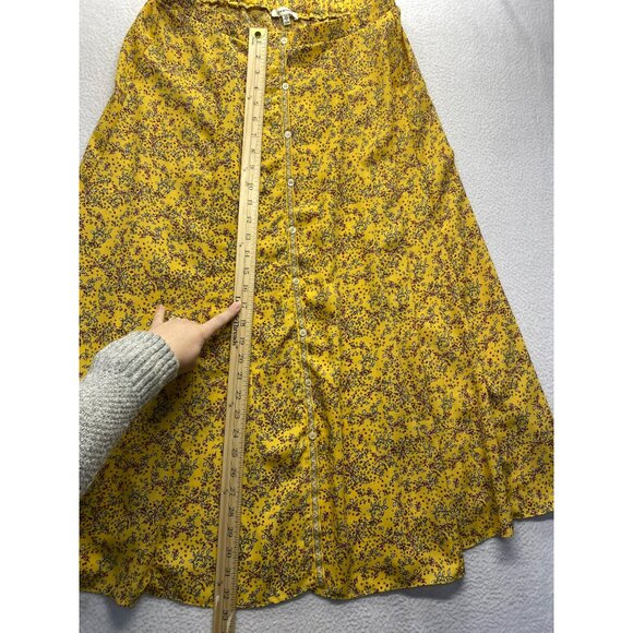 Max Studio Womens Medium Yellow Floral Button-Front A-Line Skirt #7068 - Picture 4 of 6